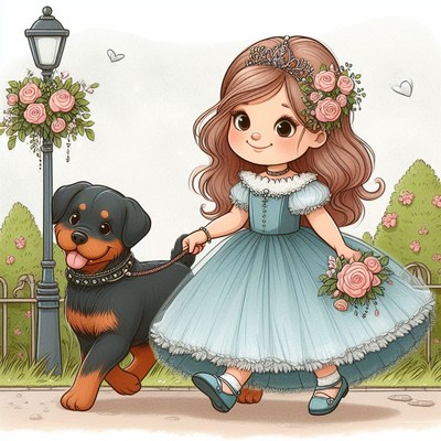 Princess walks rottweiler