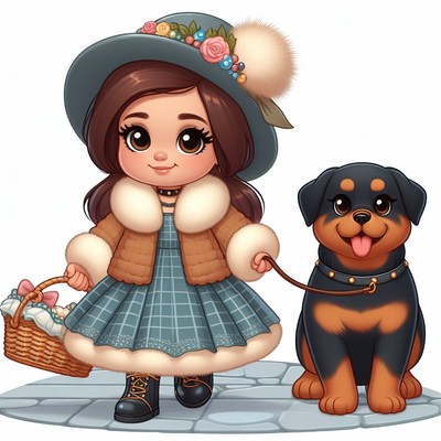 Girl walking rottweiler