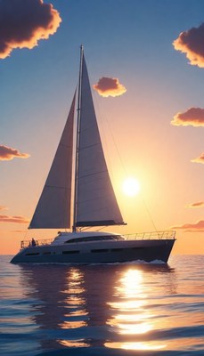 Sailboat at sunset on the ocean