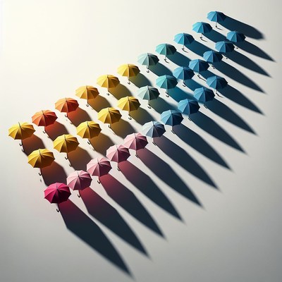Colorful umbrellas in a row