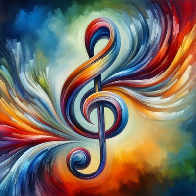 Abstract treble clef painting