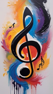Colorful treble clef painting