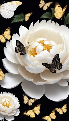 Butterflies and white flower