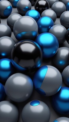 Blue and grey spheres