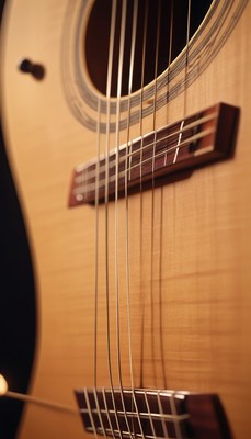 Acoustic guitar strings closeup