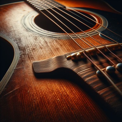 Acoustic guitar bridge close-up