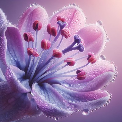 Dewy purple flower close-up