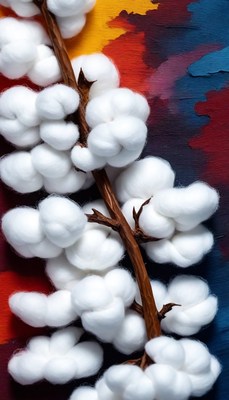 Cotton branch on painted background