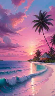 Tropical sunset over beach