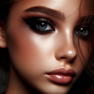 Closeup of woman's eye makeup