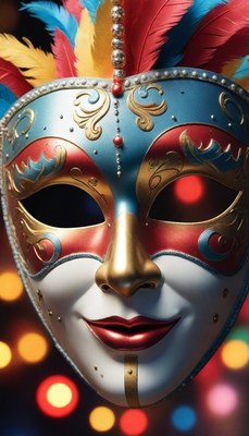Ornate carnival mask with feathers