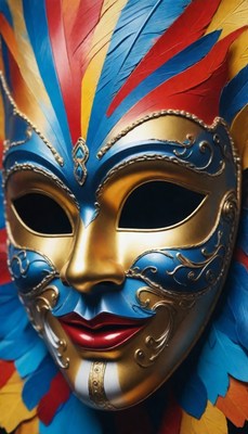 Ornate feathered carnival mask