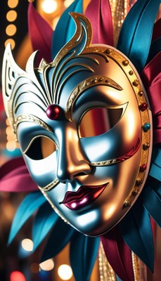 Ornate carnival mask with feathers