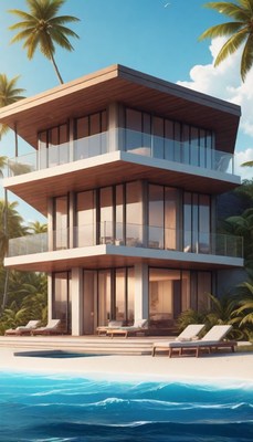 Modern beach house with pool