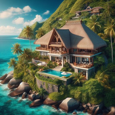 Tropical villa with pool and ocean view