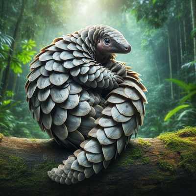 Pangolin resting on branch
