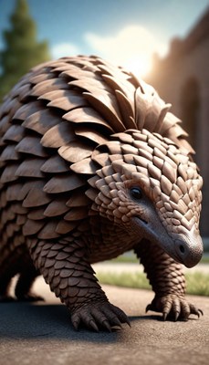 Pangolin walking on pavement