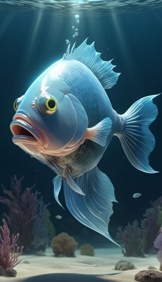 Blue fish swimming underwater