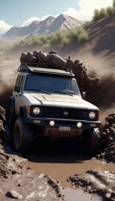 Off-road vehicle in mud