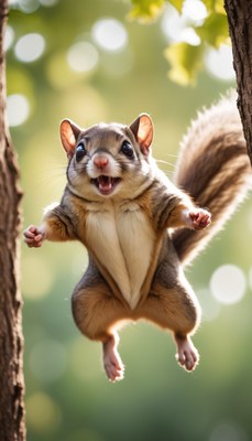 Squirrel hanging from branch