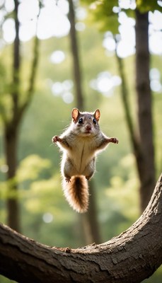 Flying squirrel in forest