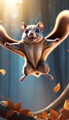Flying squirrel in autumn forest