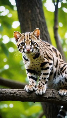 Ocelot on a tree branch