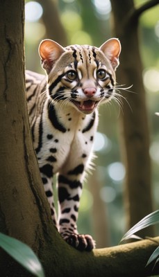 Ocelot on a tree branch