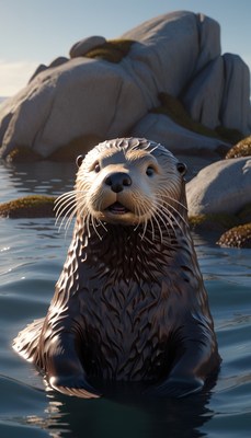 Sea otter swimming in ocean water