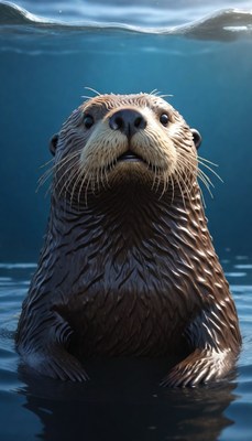 Sea otter looking upwards