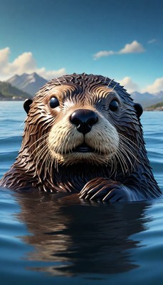 Sea otter swimming in calm water