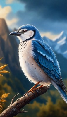 Blue jay perched on branch