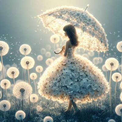 Dandelion dress in a field