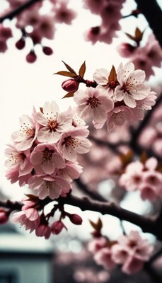Pink cherry blossoms in spring