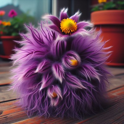 Purple pasque flower in bloom