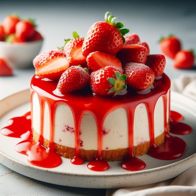 Strawberry cheesecake with red glaze