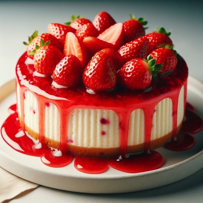 Strawberry cheesecake with drizzle