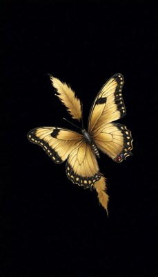 Golden butterfly with feathers