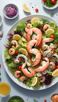 Shrimp salad with lemon and tomatoes