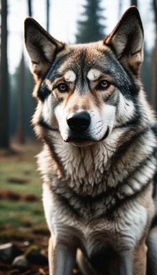 Wolf portrait in the forest