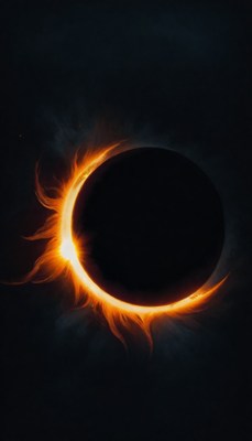 Partial solar eclipse in daytime sky