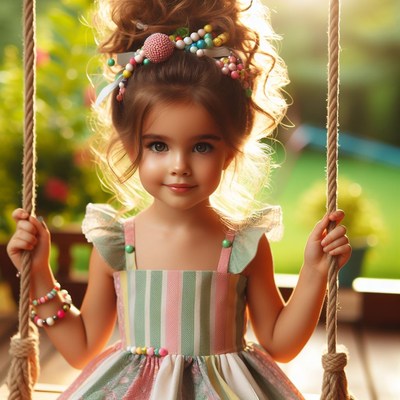 Little girl on a swing