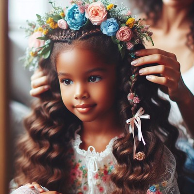 Girl with flower crown and braided hair