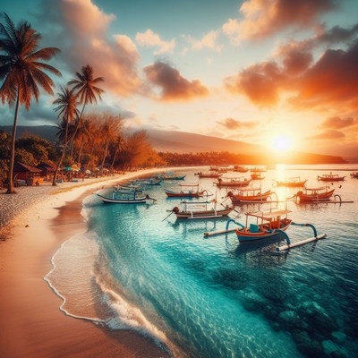 Sunset boats in bali