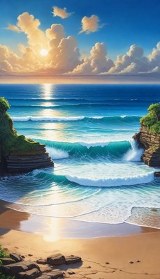 Sunset over coastal cliffs