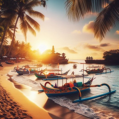 Tanah lot temple sunset in bali