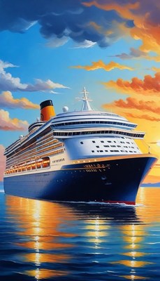 Cruise ship at sunset