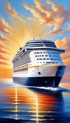 Cruise ship at sunset