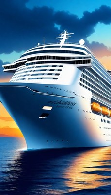 Cruise ship at sunset