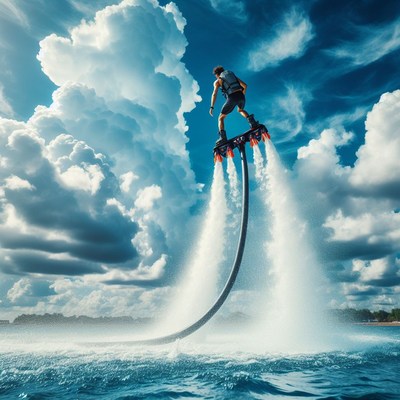 Man flyboarding on a sunny day